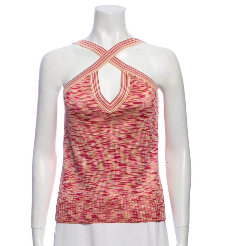 ST. JOHN SPORT Printed Knit Halterneck Top